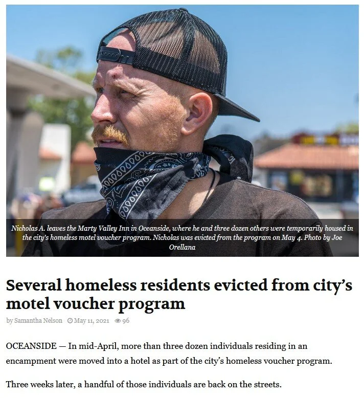 The Coast News used my photos of residents being evicted from Oceanside's voucher program