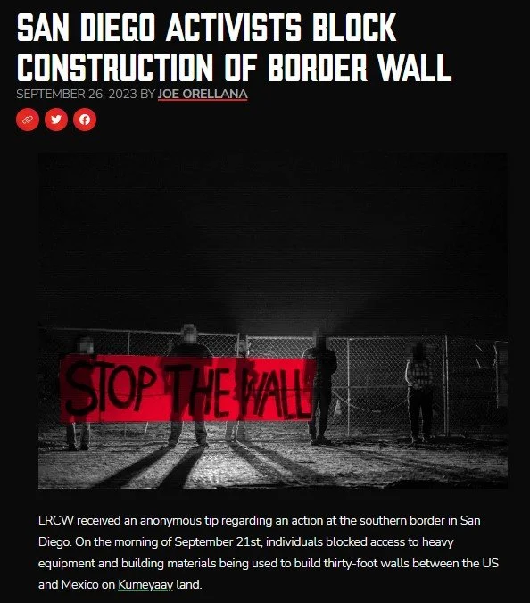 Covered a protest against 30-foot border walls in San Ysidro for LCRW. 