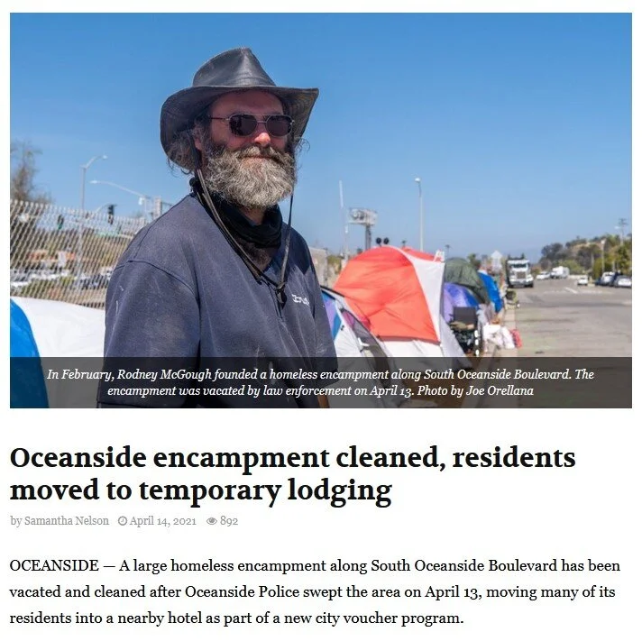The Coast News used my photos of the Oceanside Camp on Wheels relocation