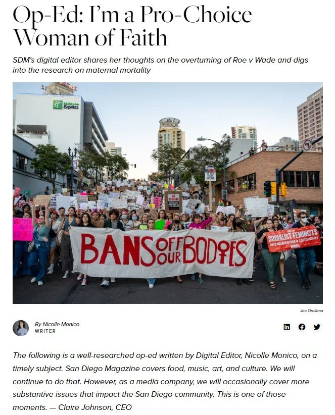 San Diego Magazine used my photo of the protests following the overturn of Roe v. Wade
