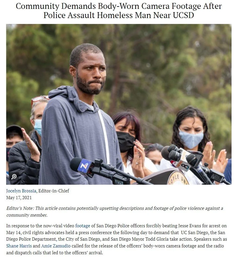 The UCSD Guardian used my photo of a rally following police violence against an unhoused San Diegan.
