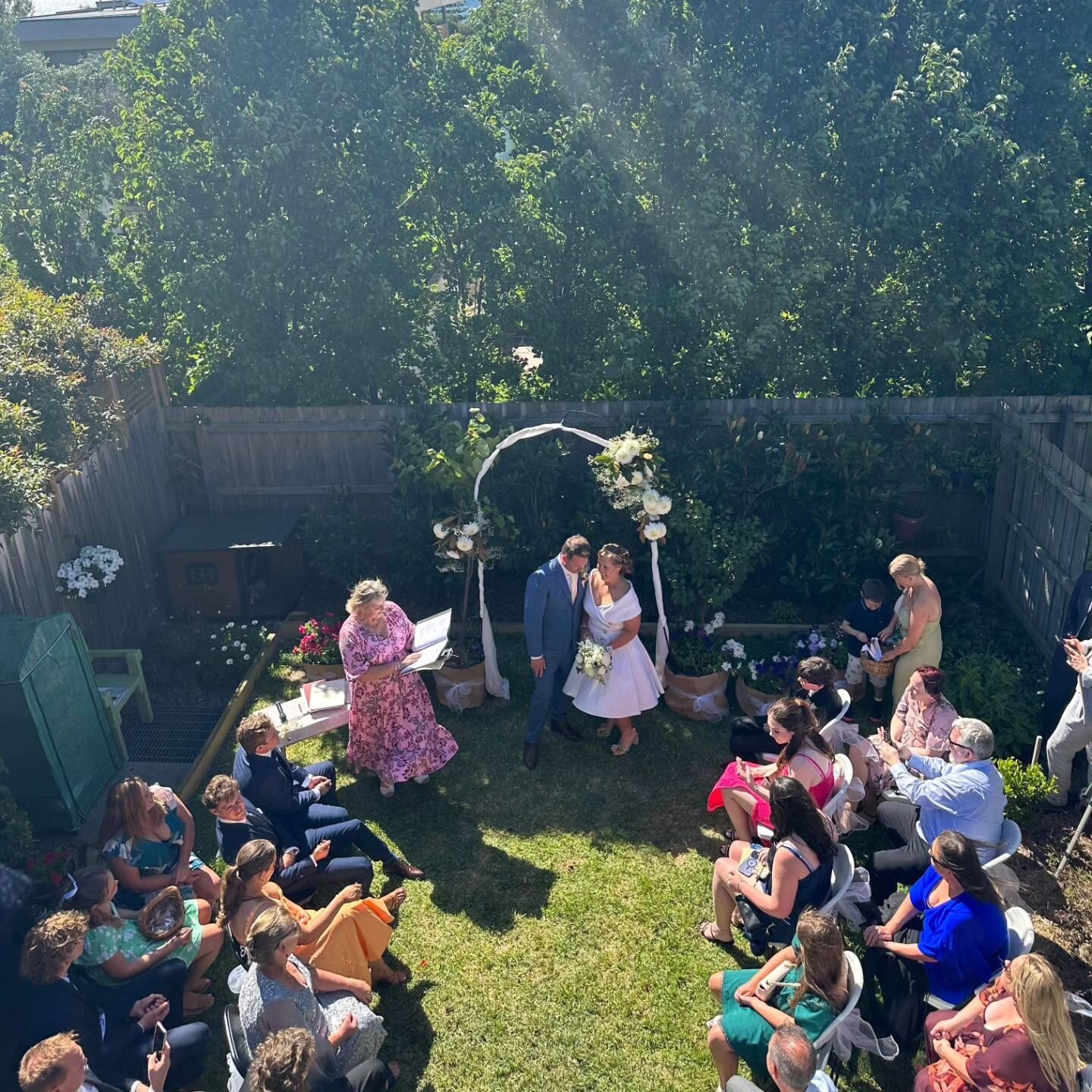 Backyard Weddings are fun and relaxed for everyone. 

Marrying Dan &amp; Mel recently also included bringing their two families together. 

It was a hot summers day, and their family from the UK nearly melted. They were certainly a little pink at the