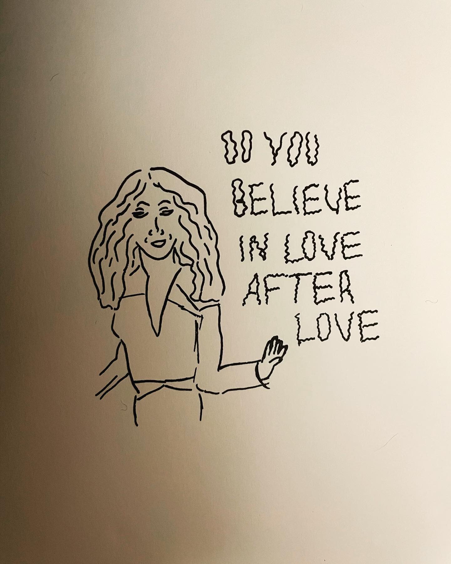 That&rsquo;s not supposed to be Cher but it ended up looking like her. I f***ed up the lyrics but I like it. Love after love? I think it works.

Who do you think the other one is?

Inspired to draw some characters from this Where&rsquo;s Wally style 