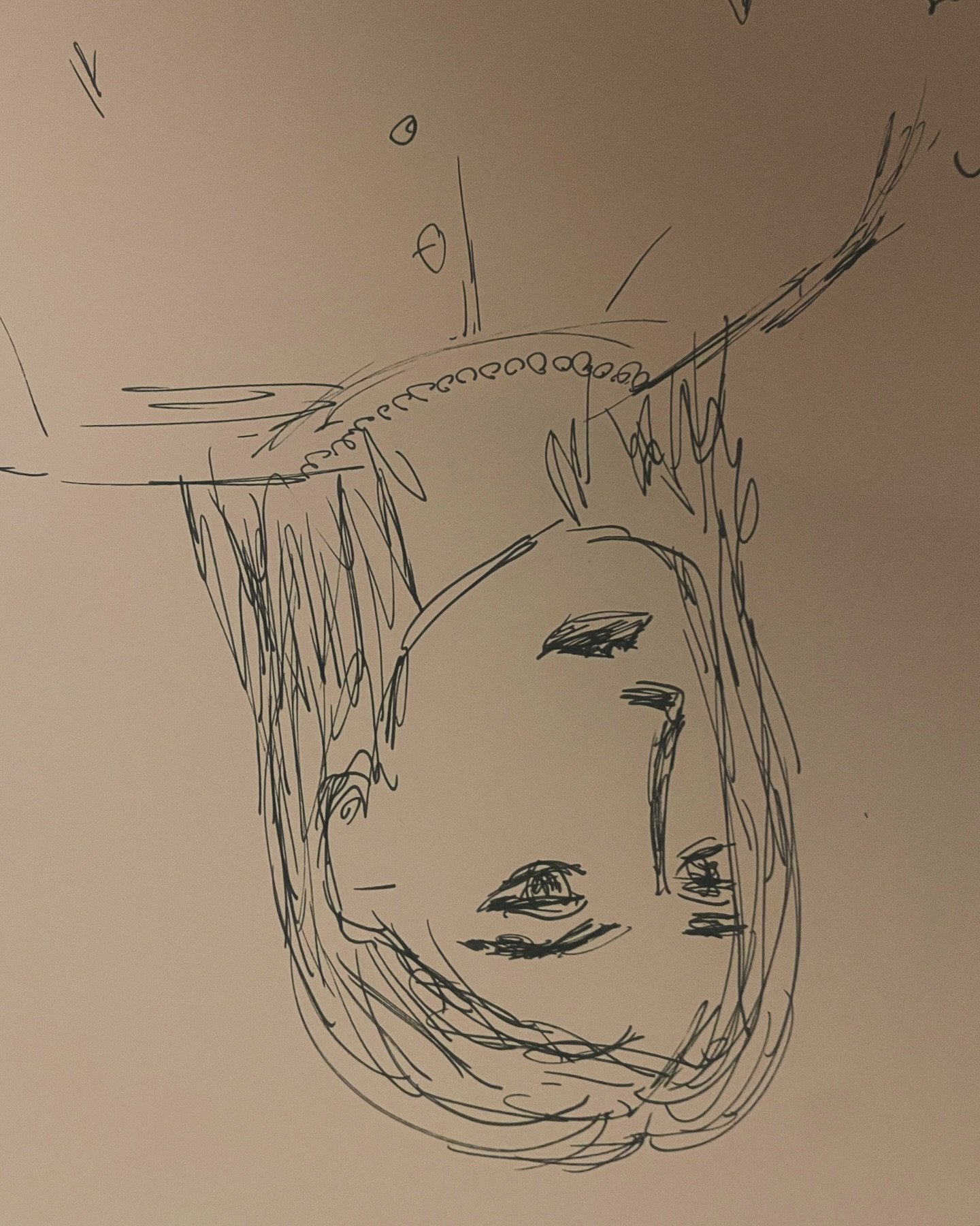 Looks better upside down 🙃 

A self portrait in my journal from a few days ago. 

Yes, I journal on sketch paper. Journaling on A3 paper is the best for me. 

More space for mapping out ideas and filling a big page with thoughts. 

A kind of portabl