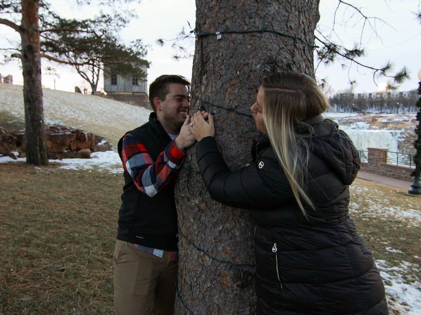 Us: &quot;Let's have you both look at each other around the tree&quot; 

What Kenny heard: &quot;Look at each other through the tree&quot; 

Definitely one of our favorite moments from this session - teasing your significant other in good fun is a fa