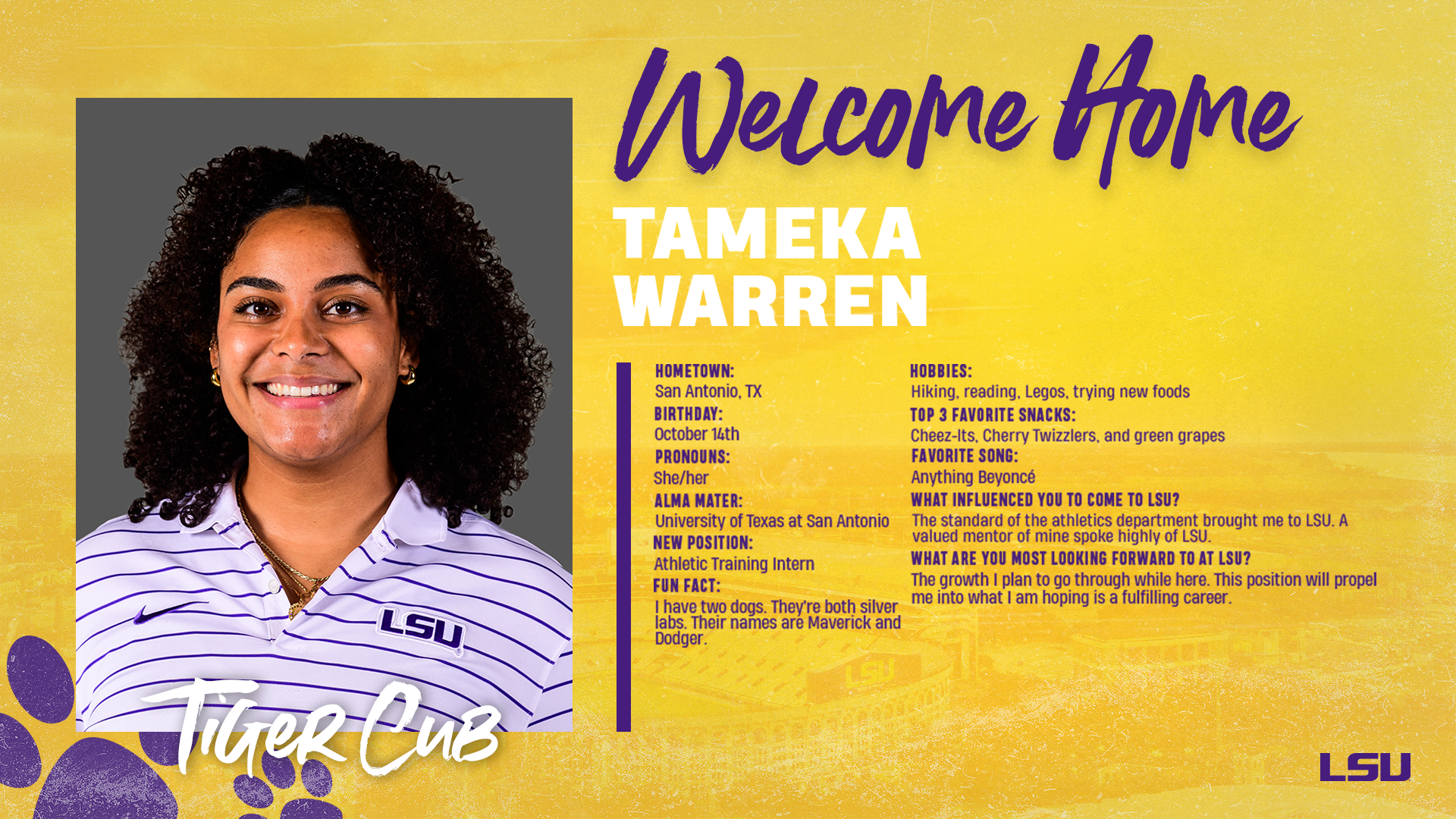 Tameka Turns to the Tigers!