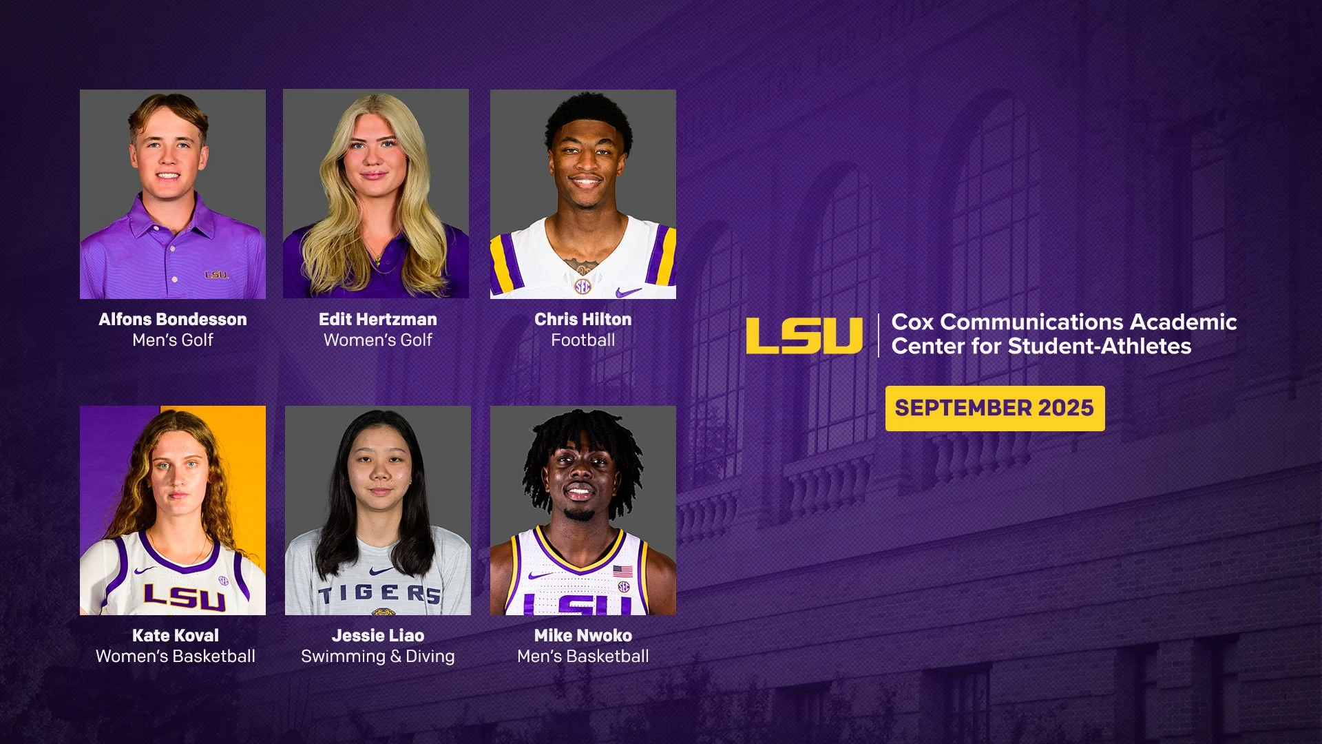 September 2025: Student-Athletes of the Month