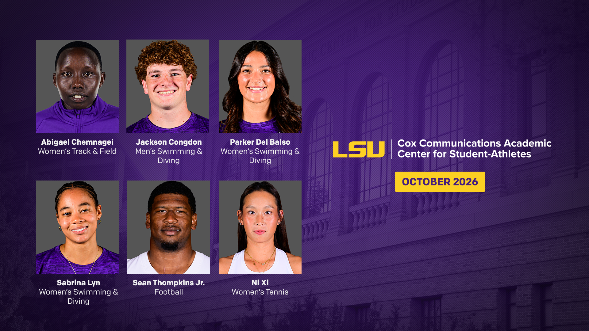October 2026: Student-Athletes of the Month