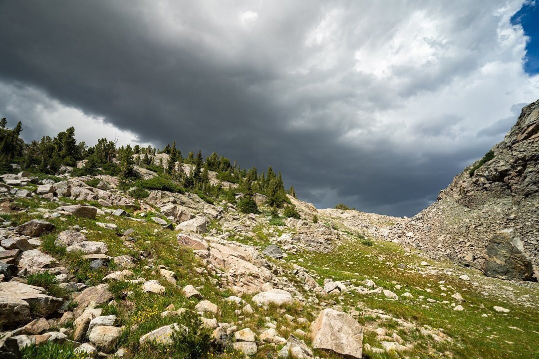 Our jaunt into the Wind River Mountains last month to tag Gannett Peak started out with a bang. As we left the car a storm was pounding the mountains around us with rain, hail and lightning and only a couple miles from the trailhead we had a ridiculo