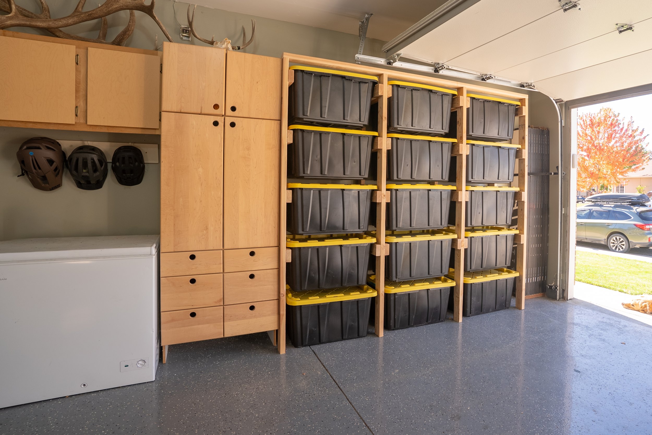 Simple Sideways DIY Tote Rack Plans + FULL GUIDE (E-Book) | Garage Storage for 15 HDX Totes