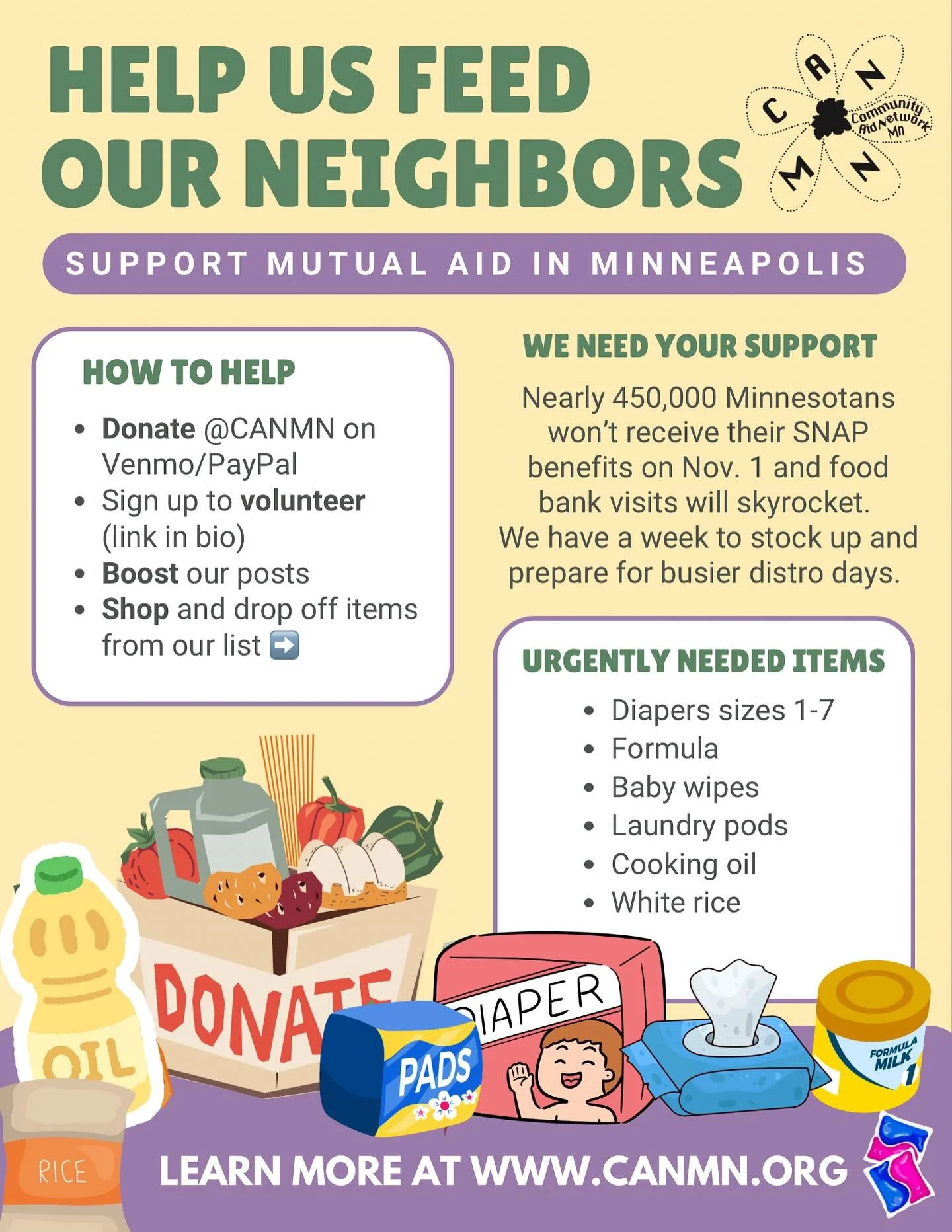 It&rsquo;s all hands on deck next month, folks. This latest cruelty in Trump&rsquo;s war on the poor is about to make the hunger crisis even worse. Our small but scrappy team  at CANMN needs help preparing for an influx of community members at distro