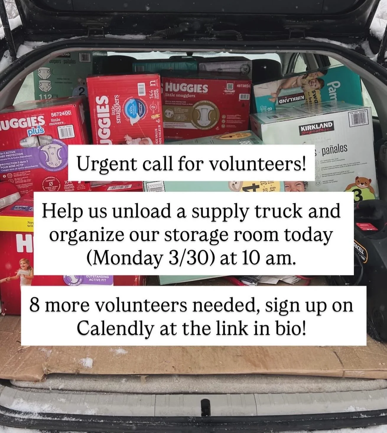Please sign up or spread the word! We need more volunteers for intake shift today (Monday 3/30 at 10 am) to make sure we have enough supplies to share with community members this week. Please sign up on Calendly at the link in bio!