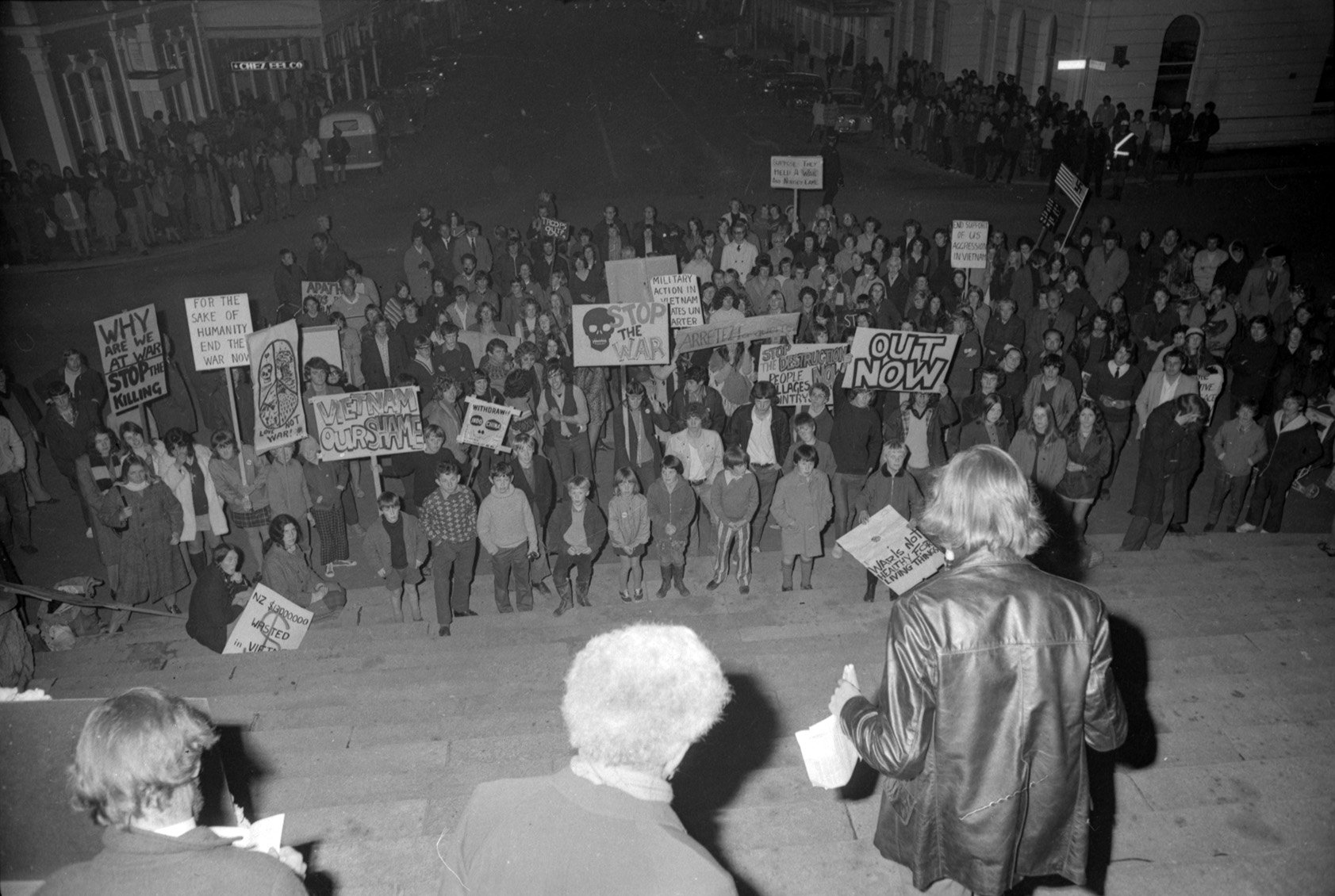 Vietnam War protest, July 1971. Nelson Provincial Museum, Geoffrey Wood Collection: GCW2.7461_fr6