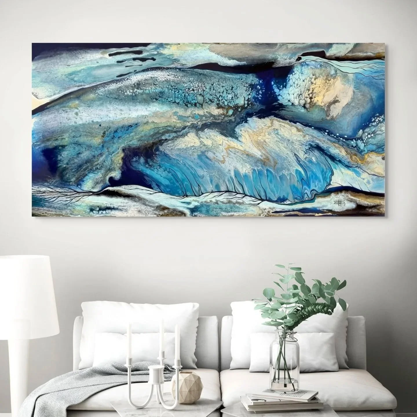 'Great Barrier Reef - Sea Change' was commissioned for my brother and his fabulous family who moved up to Queensland. What a special piece, I'm amazed at just how much it does look like an aerial shot of the Great Barrier Reef.
.
Fluid art paintings