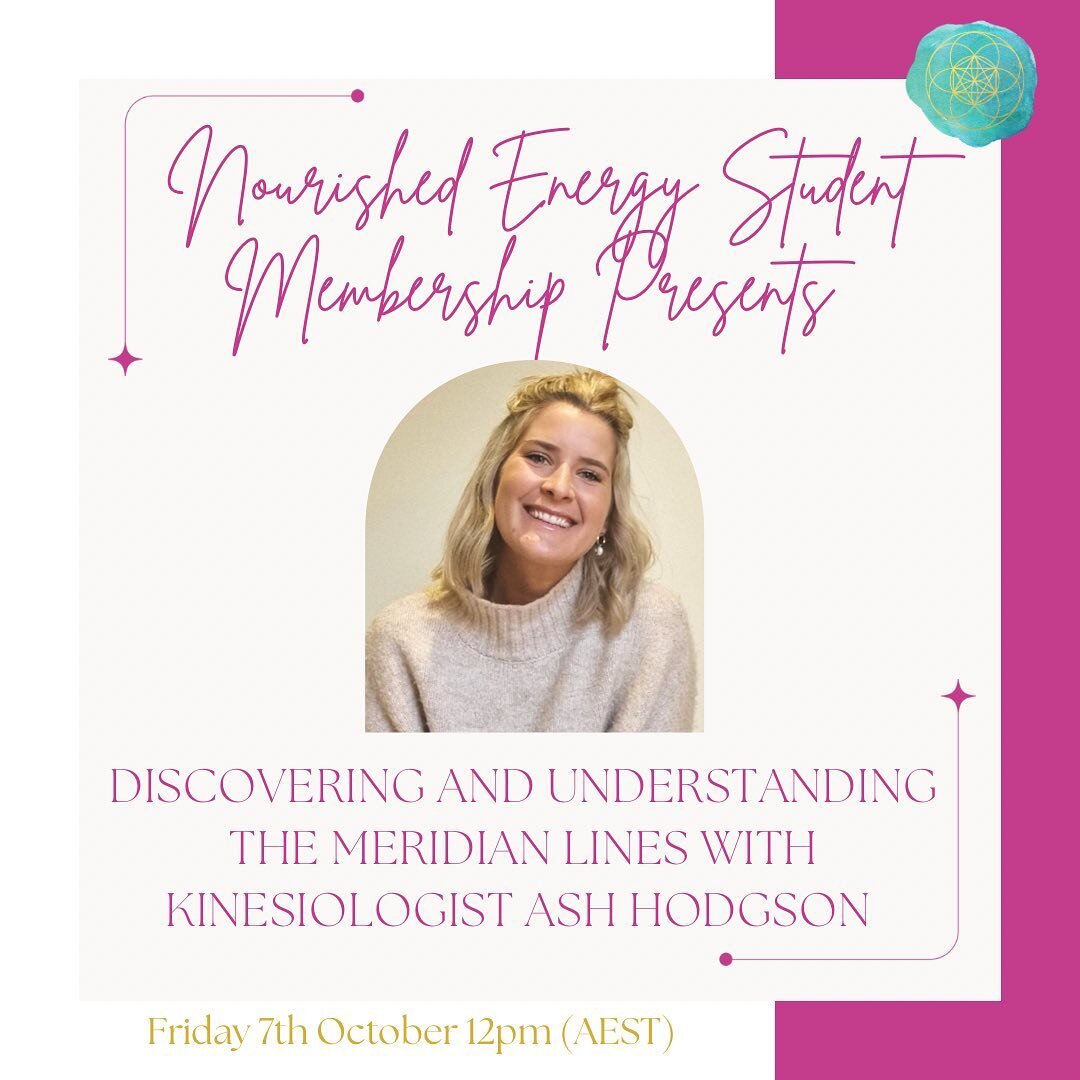 Today at 12pm in the @nourishedenergy student Facebook community, we are joined by Ash from @groundedsoul.kinesiology for a masterclass on the 14 Meridian Lines ✨

&ldquo;Hi, I&rsquo;m Ash, an Emotions and Metaphysical Kinesiologist with a background
