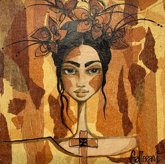 Amber Rain celebrates rich textures in a figurative desert rain pattern.