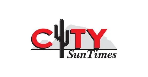 Logo for Sun Times with the word 'City,' where the 'I' is designed as a cactus.