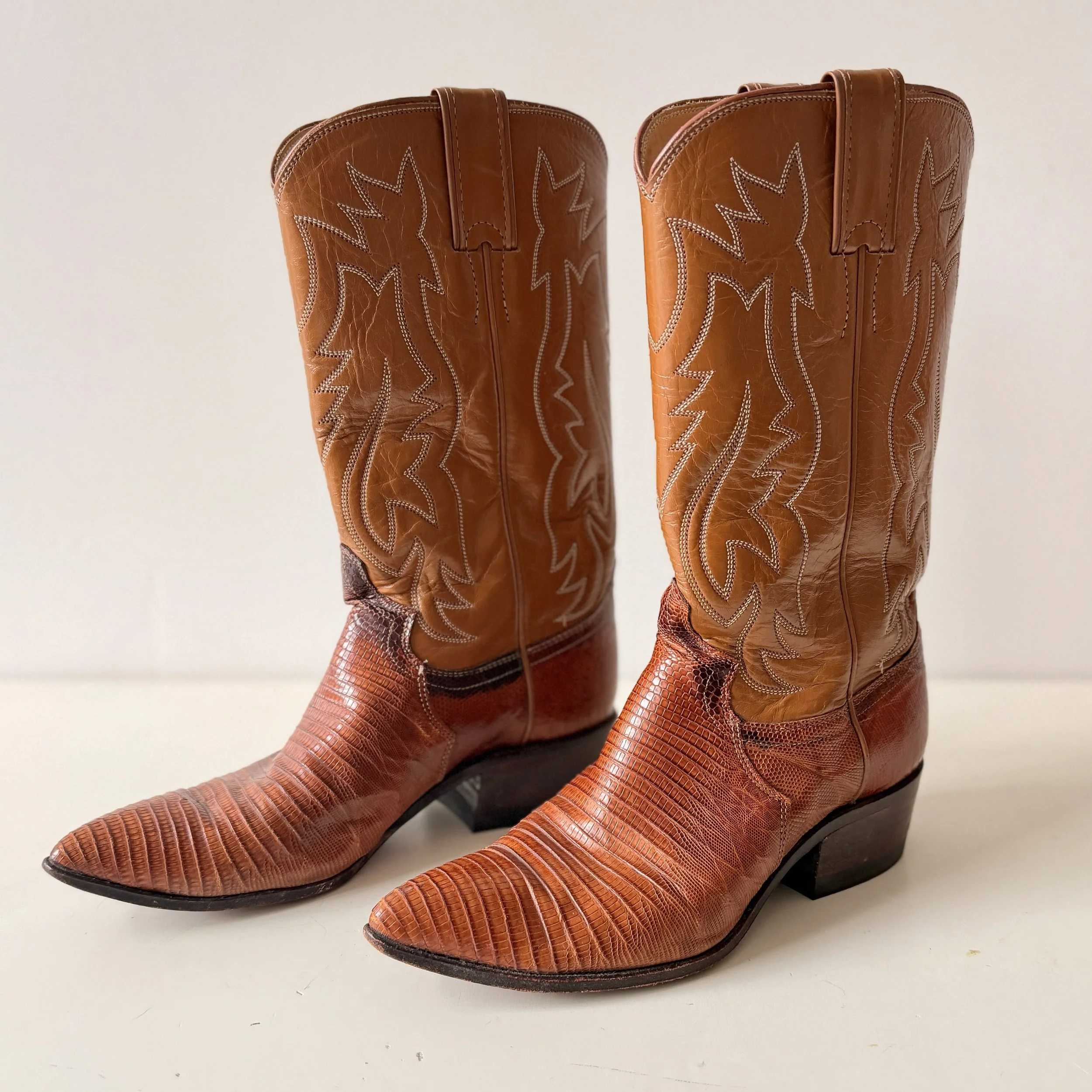 Women's Justin Western Exotic Lizard Cowboy Boots, Style No. 4501, Size 5.5C