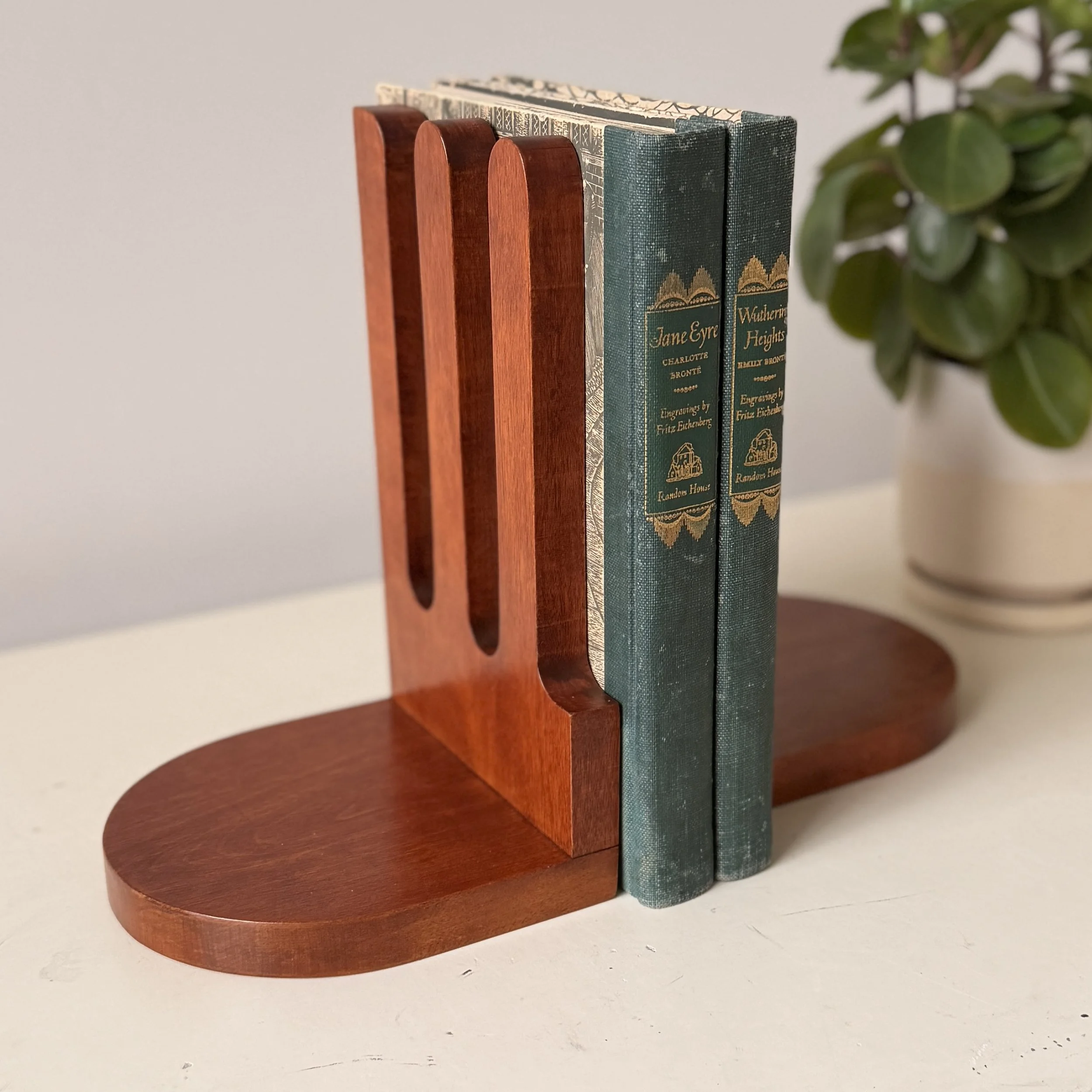 Rare Mid-Century Modern Wood Bookends