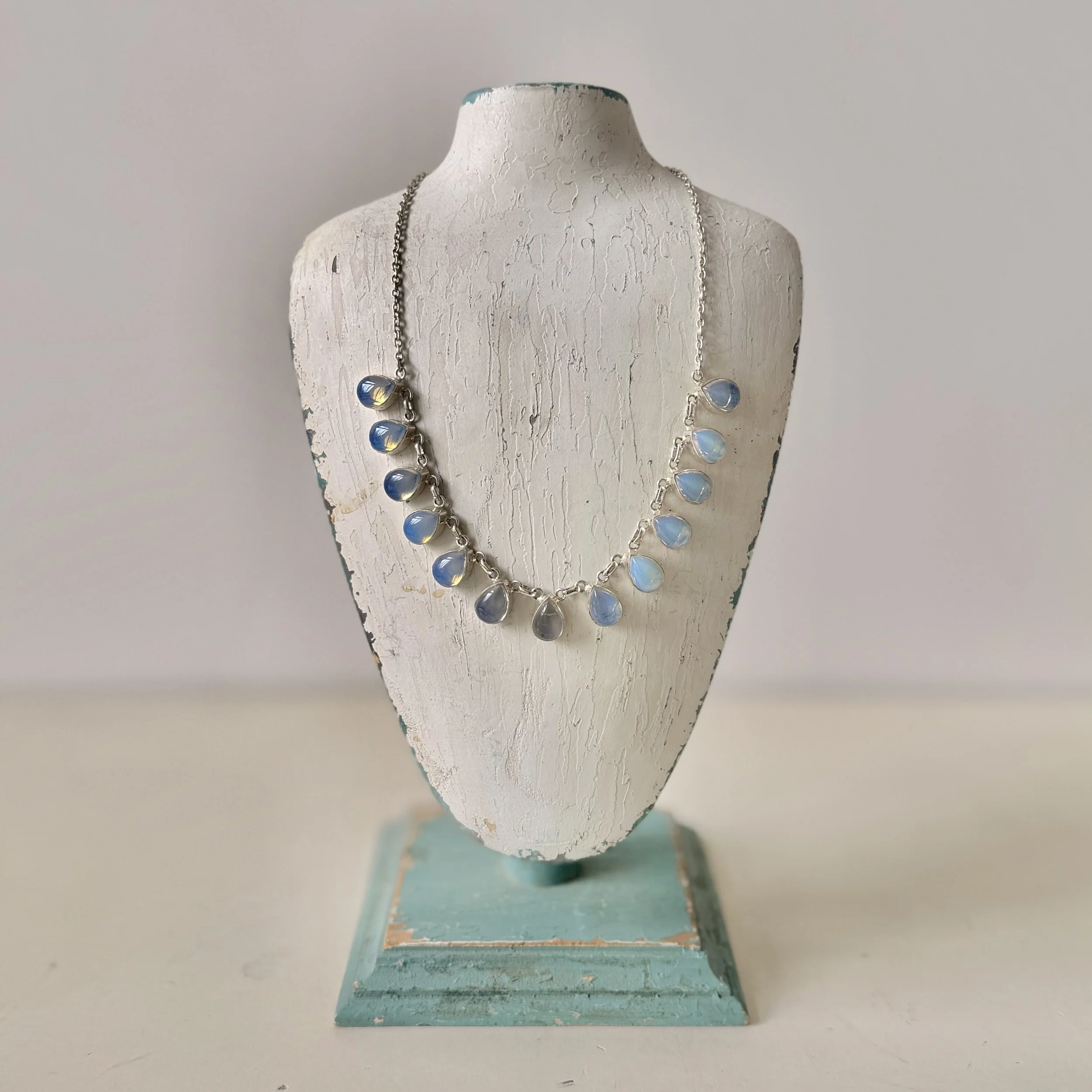 Sterling Silver and Teardrop Moonstone Necklace