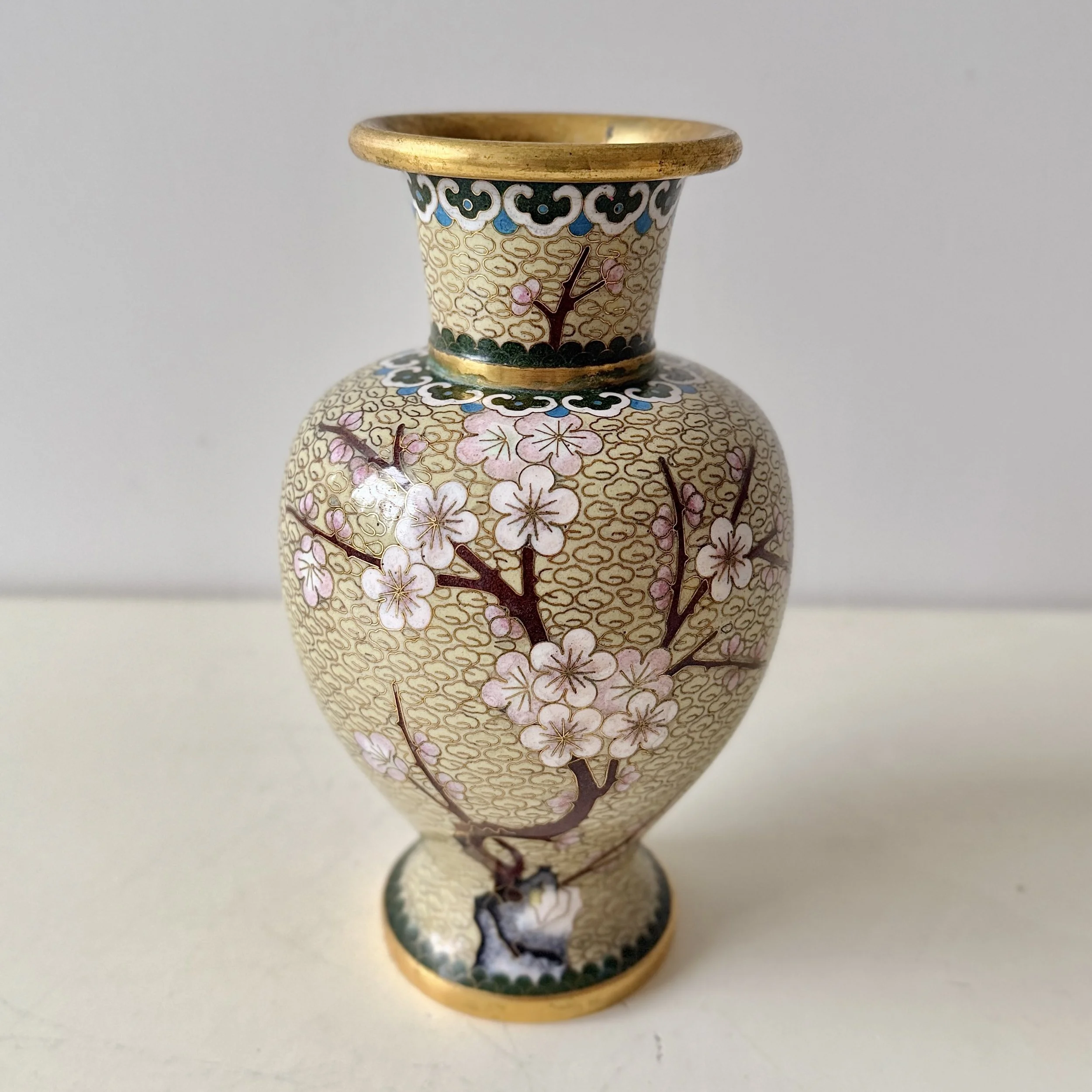 Beautiful Vintage Botanical Cloisonné Vase