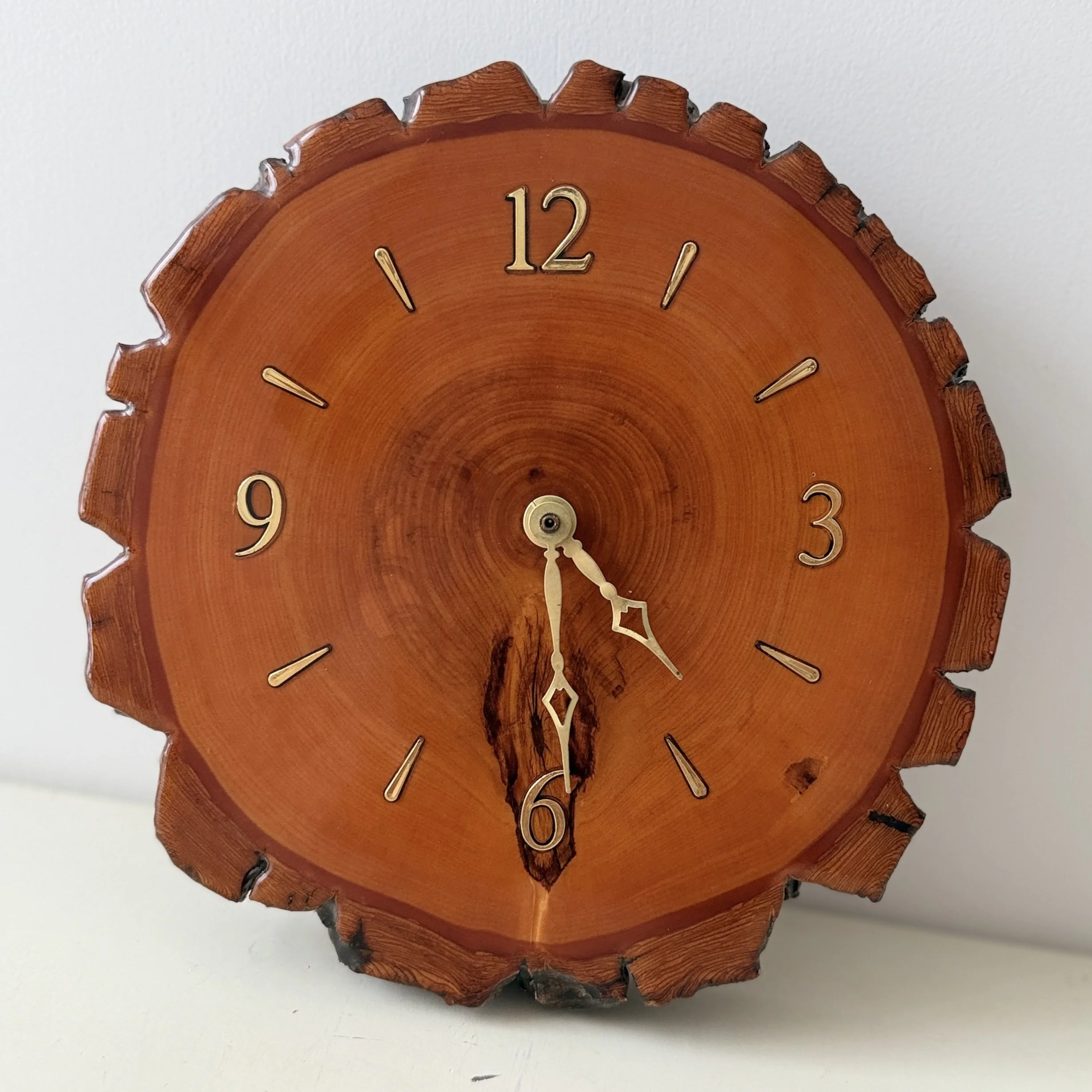 Rustic Lacquered Live Edge Wood Wall Clock