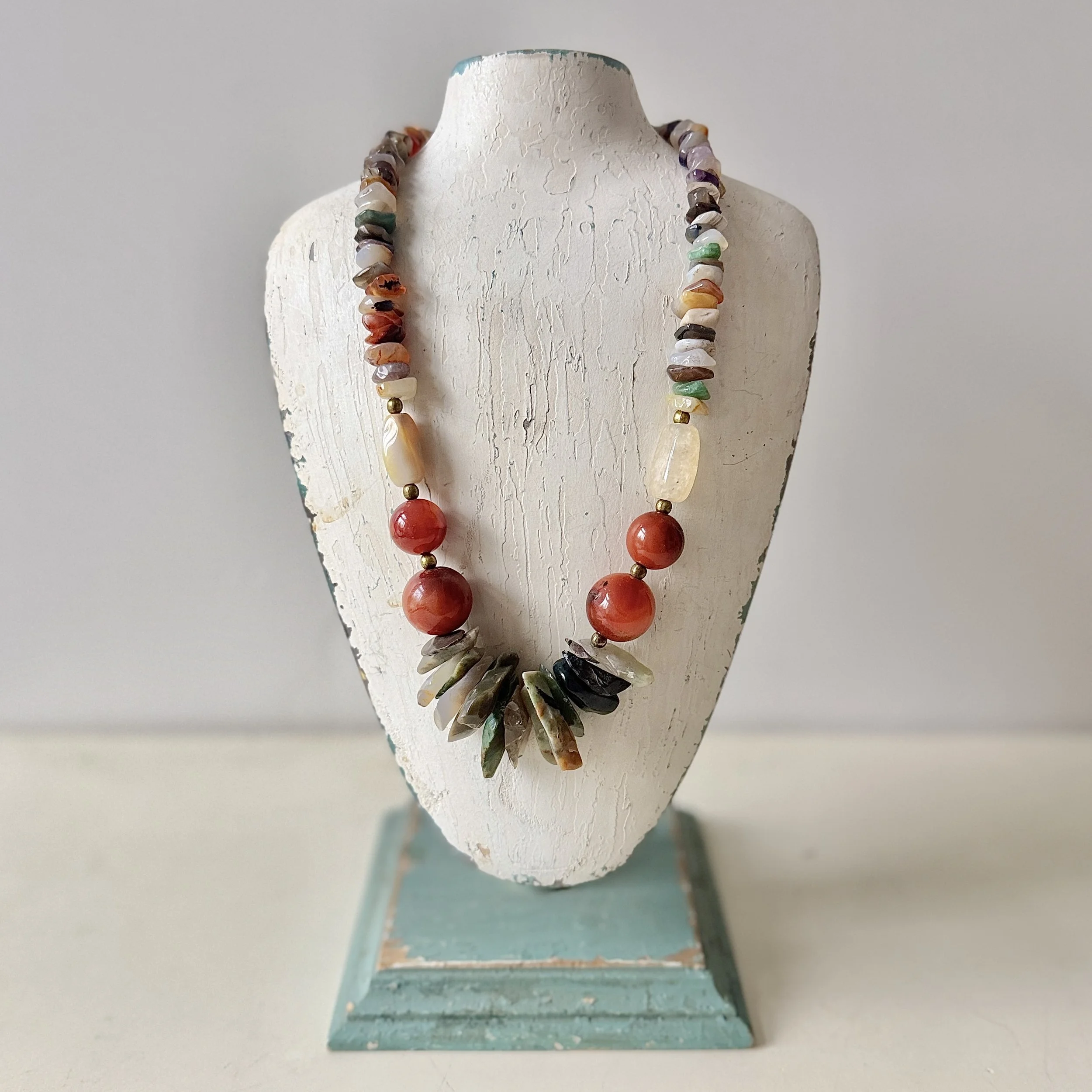 Handcrafted One-of-a-Kind Mixed Gemstone Agate Necklace