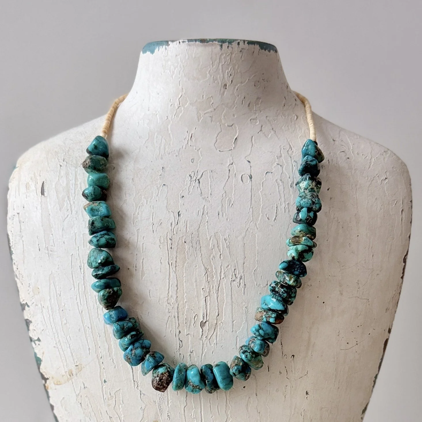 Old Turquoise Nugget and Beaded Necklace
