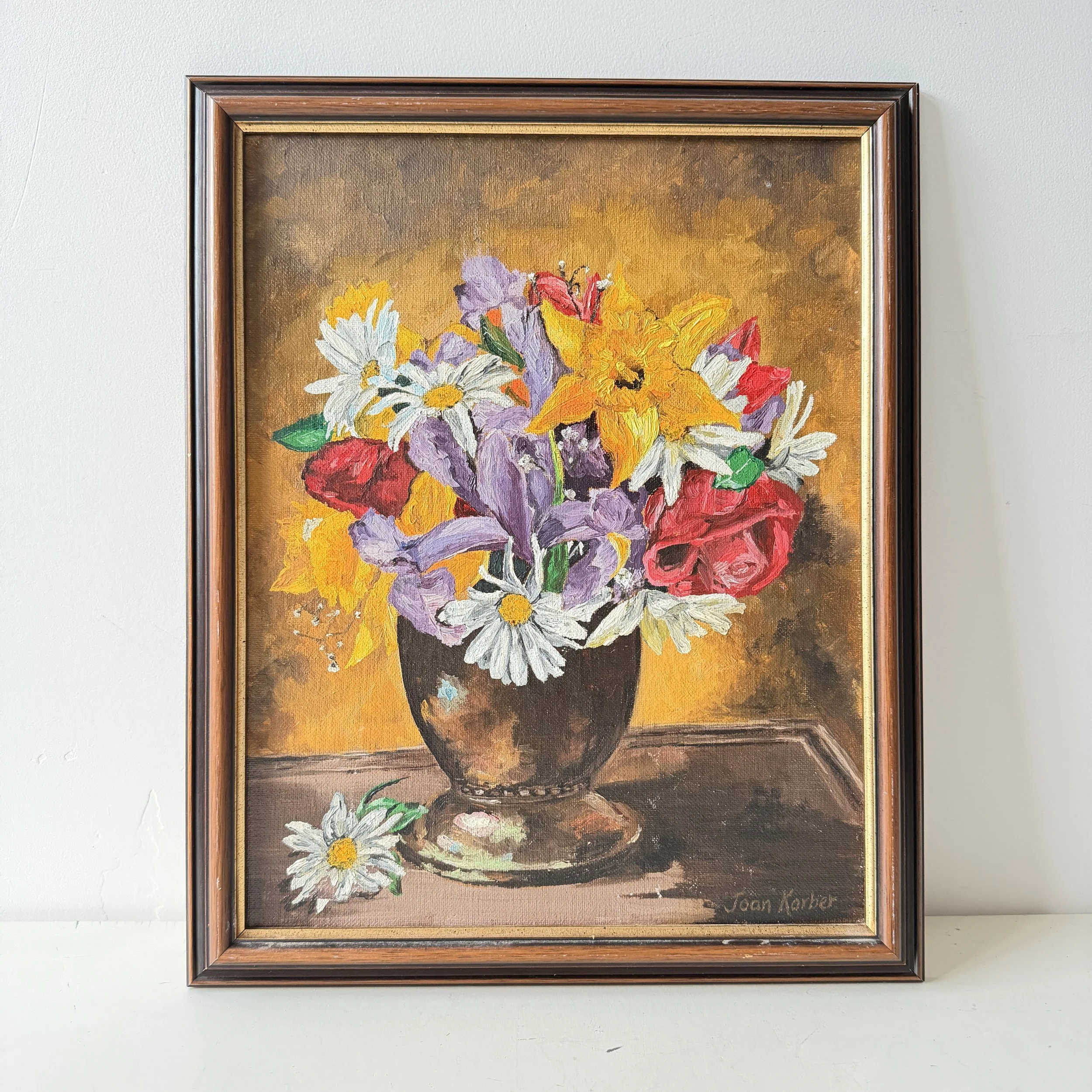Vintage Original Floral Arrangement Painting 11" x 14"