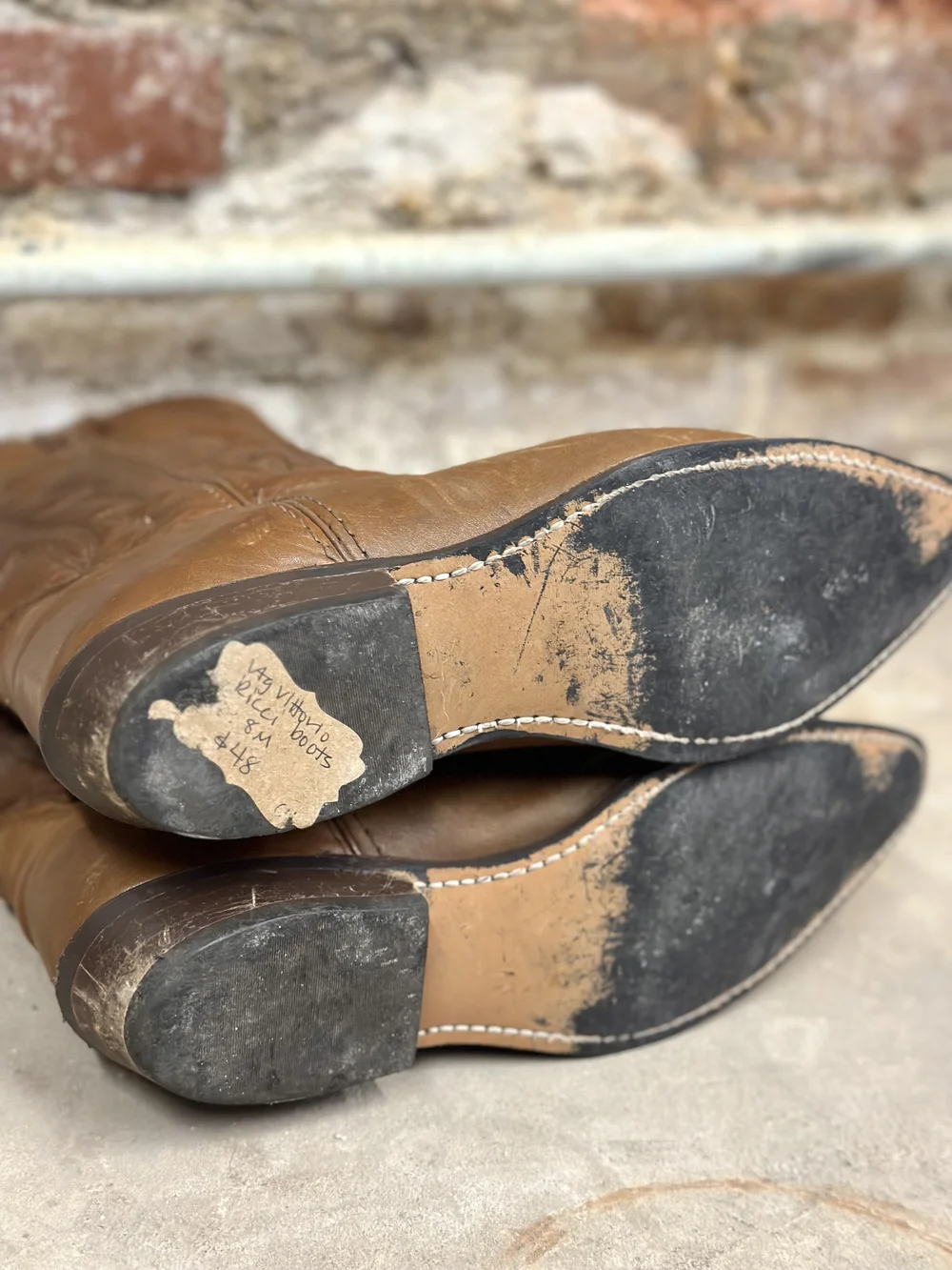 Vintage Vittorio Ricci Camel Leather Cowboy Boots Size 8M  display picture 1