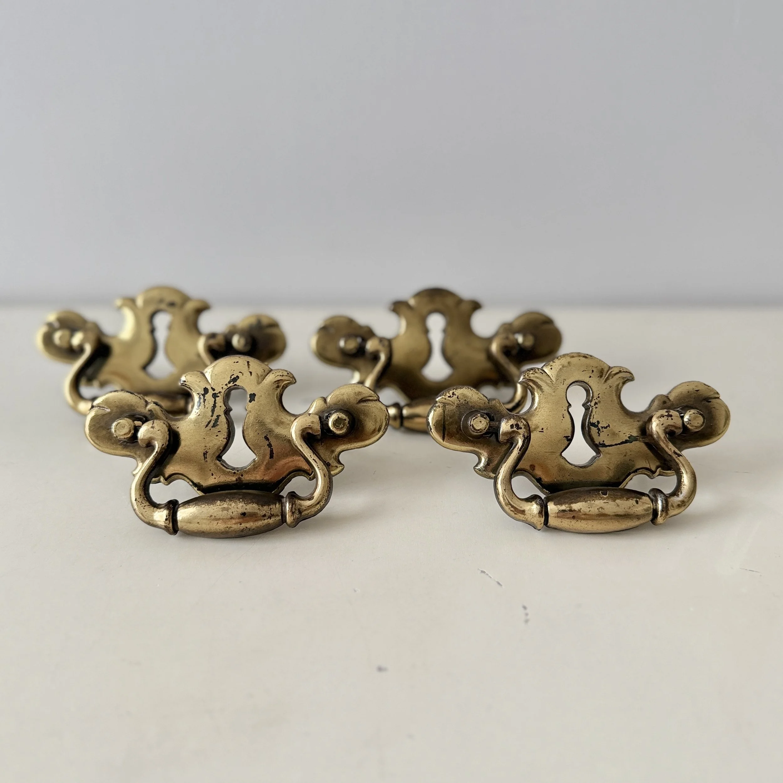 Set of 4 Vintage Brass Drawer Pulls
