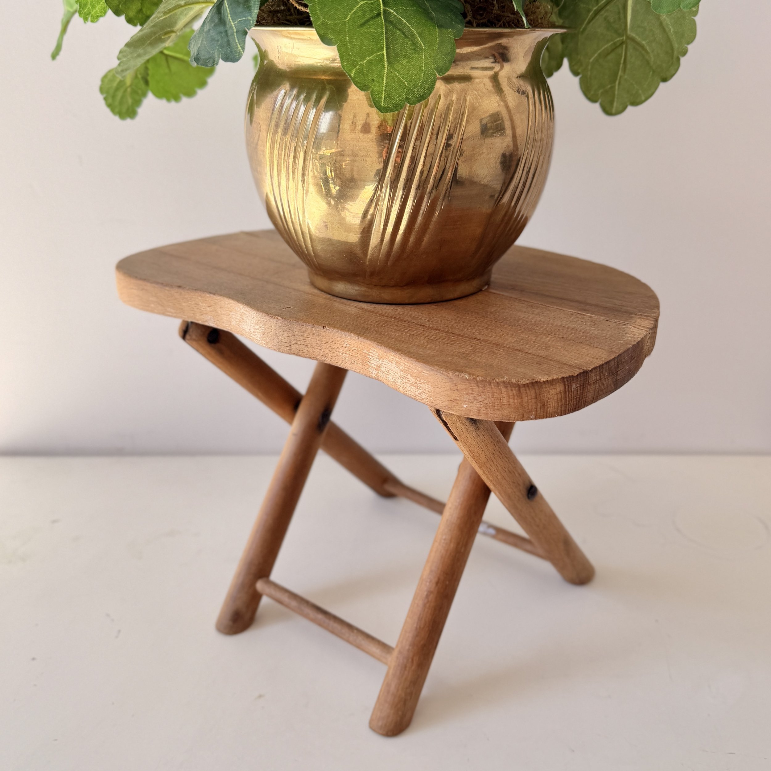 Vintage Folding Carrying Wooden Stool, Made in Yugoslavia