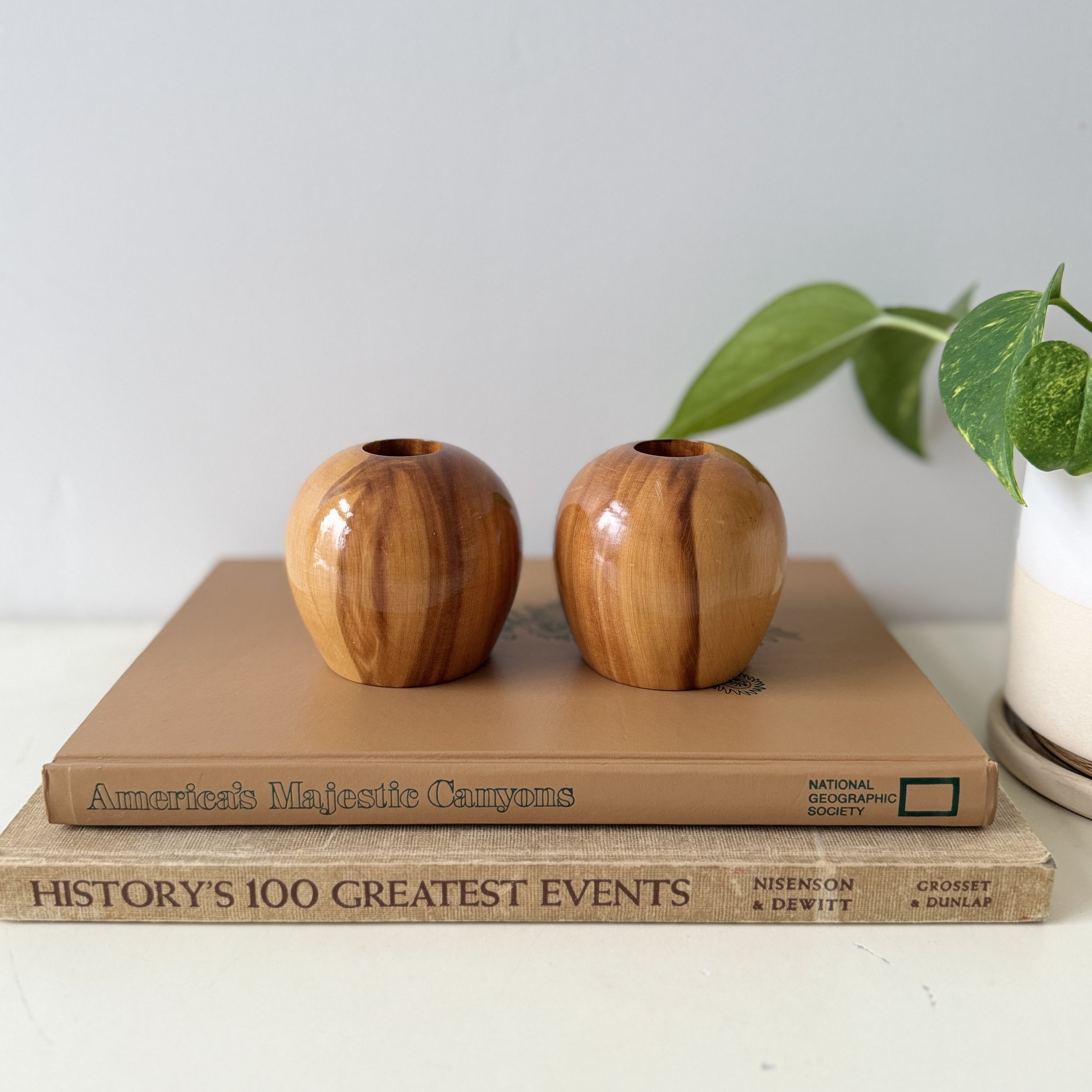 Pair of Vintage Handmade Oregon Juniper Candlestick Holders