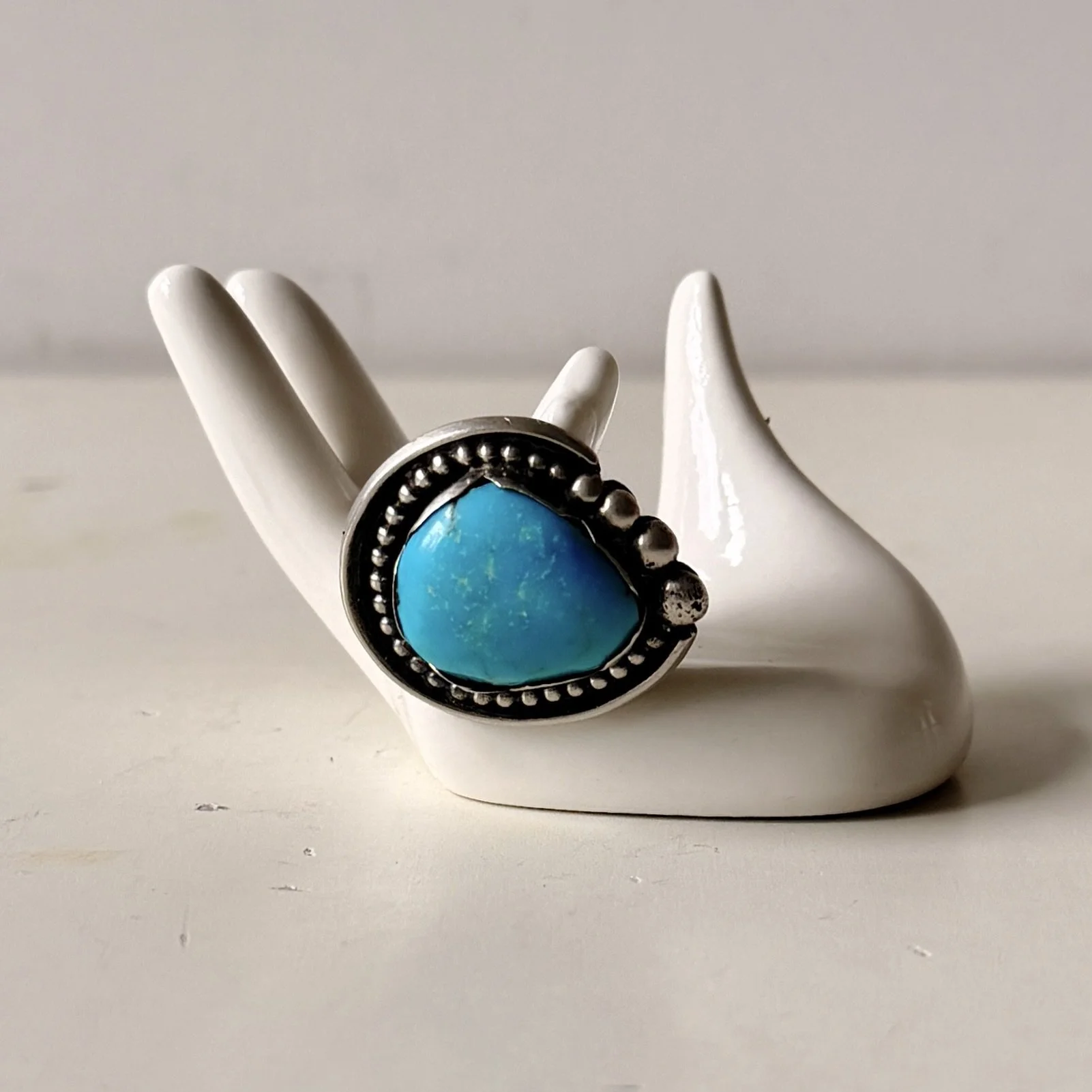 Vintage Kingman Turquoise and Sterling Silver Statement Ring, Size 6.5