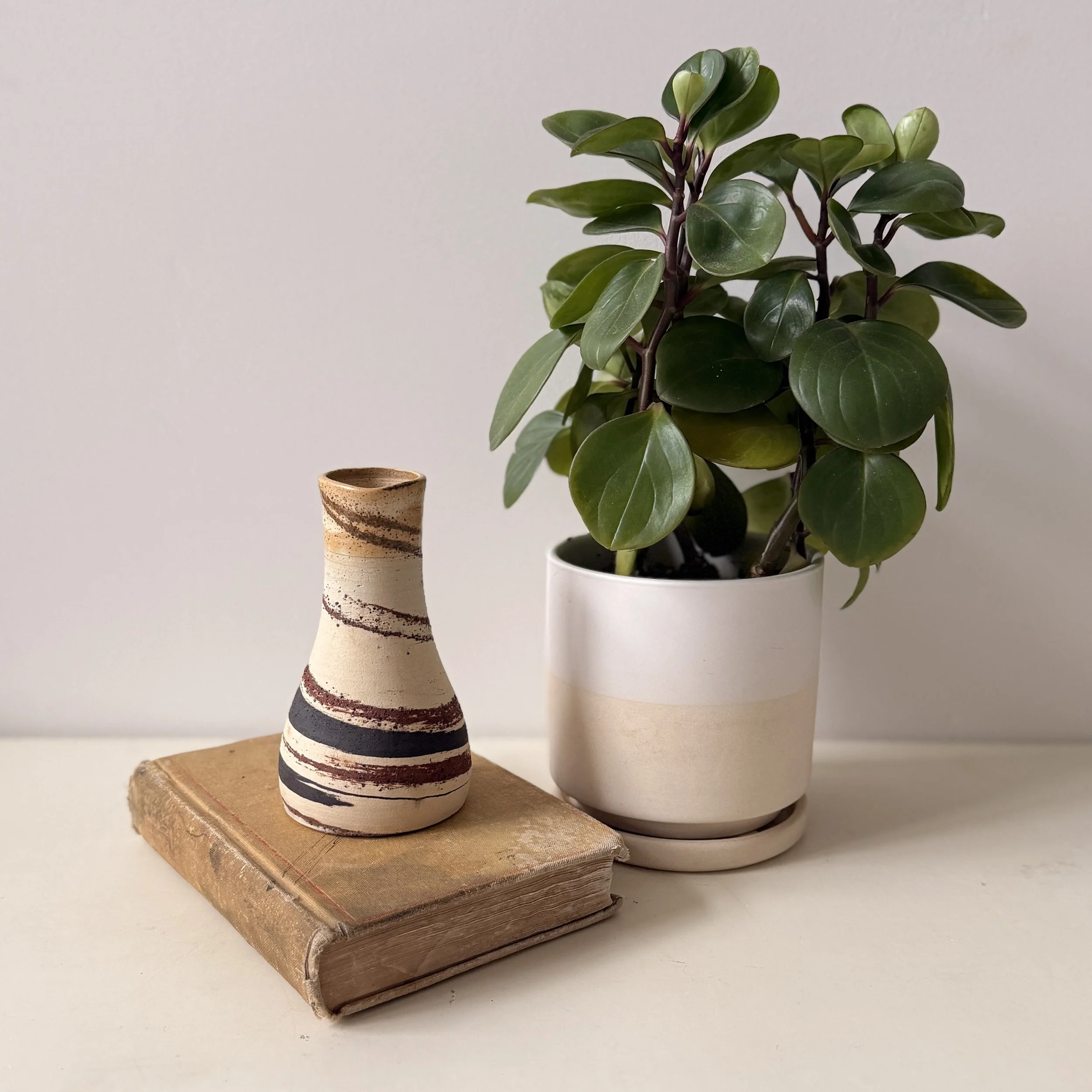 Artisan Stoneware Swirl Pottery Vase