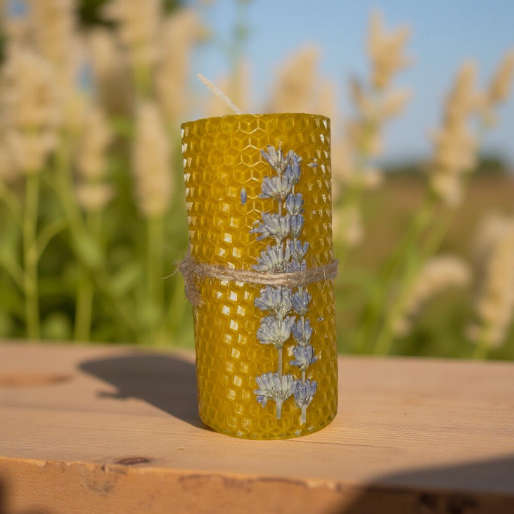 Lavender and Beeswax Pillar Candle
