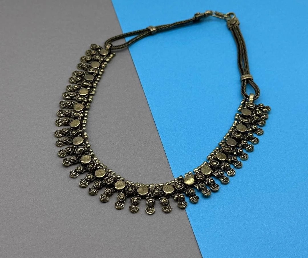 Ornate Embellished Brass Necklace