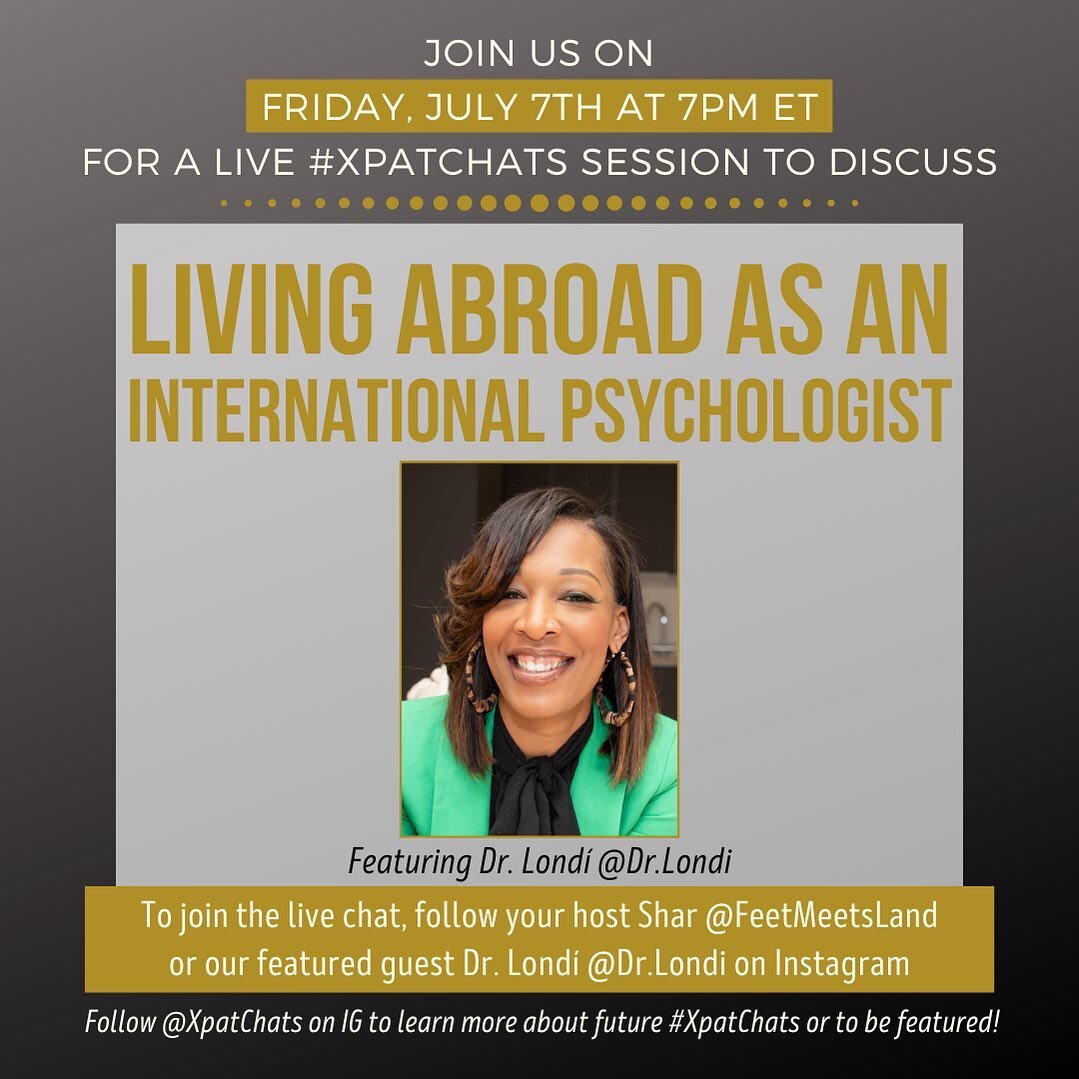 Join our next #XpatChats session featuring Dr. Lond&iacute; @dr.londi as she shares insights into her journey living abroad as an International Psychologist!
&bull;
Dr. Lond&iacute; is an international therapist with over 10 years of experience provi