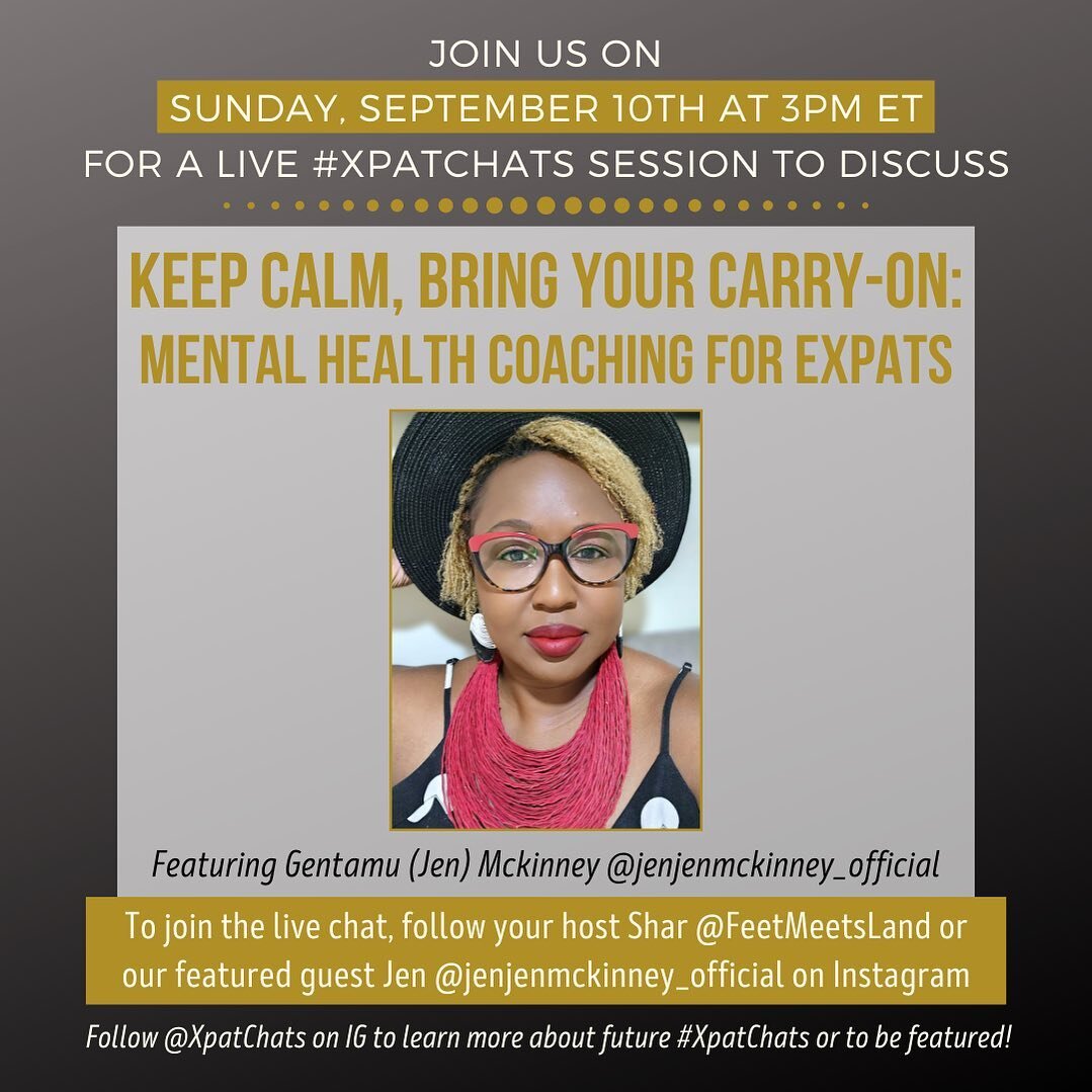 Join our next #XpatChats session featuring Jen @jenjenmckinney_official as she shares insight into mental health coaching for expats.
&bull;
Gentamu (Jen) McKinney is an author, speaker, and mental health coach who splits her time abroad between Sout