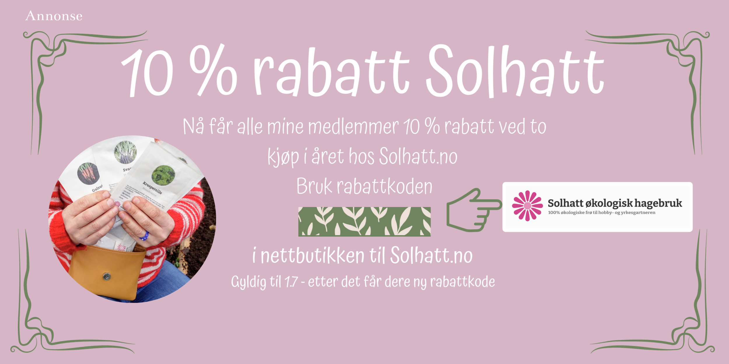 Medlemstilbud 10 % rabatt hos Solhatt.no 