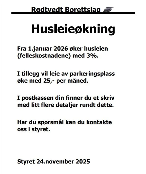 Økning av husleien❗ 