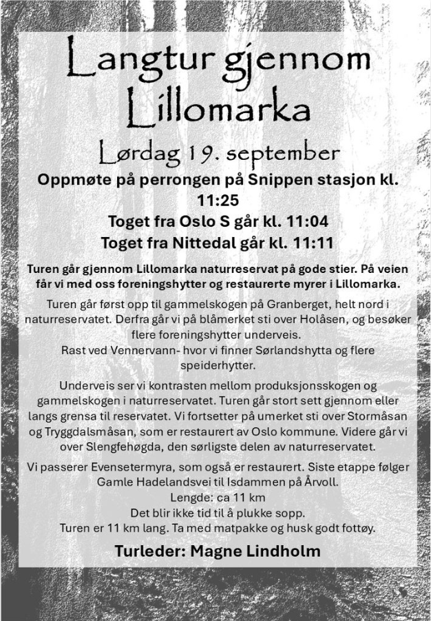 Langtur gjennom Lillomarka lørdag 19.september 🌲🪾🌳