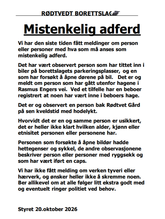 Mistenkelig adferd❗