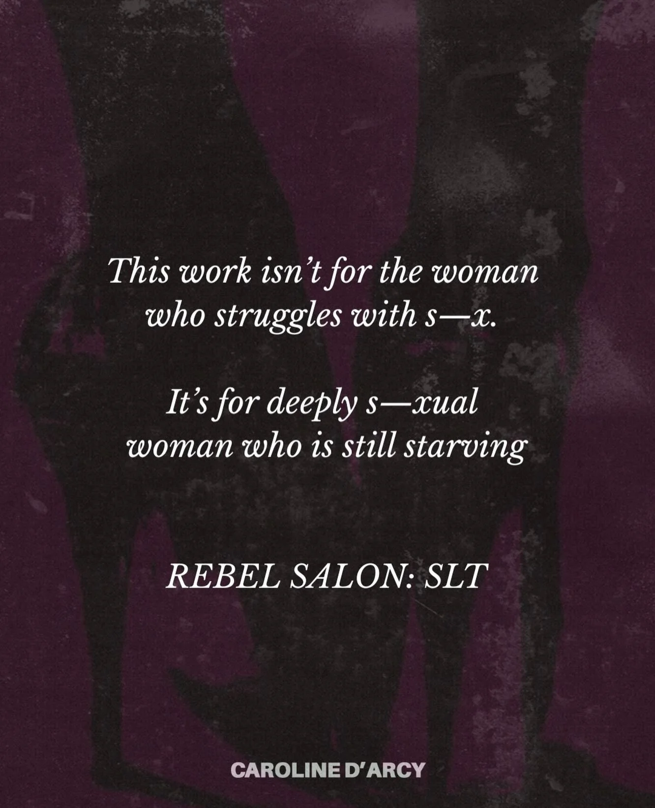 Come learn how to integrate your SLT and finally let her feed you.

REBEL SALON : SLT

We start on 24th Jan.

Comment SLT for your invitation.