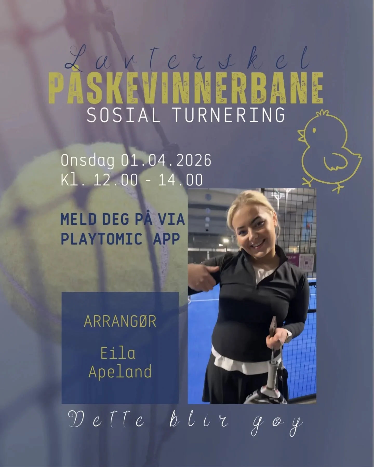 P&Aring;SKE VINNERBANE 🐥
P&aring; f&oslash;rstkommende onsdag kl. 12-14 arrangerer vi p&aring;ske lavterskel vinnerbane.

Bli med! Dette blir g&oslash;y! 💛

Velkommen til Karm&oslash;y Padel.