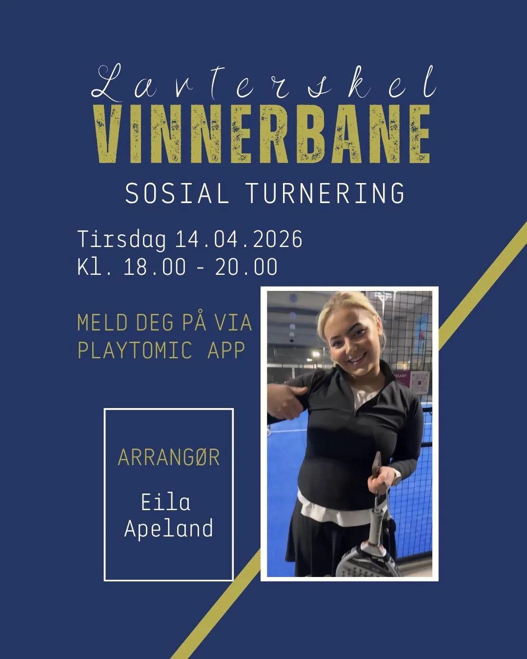 P&aring; tirsdag kl. 18.00 er det klart for nok en ny LAVTERSKEL VINNERBANE.
Dette er for deg som har lyst &aring; ha det ha det sosialt og g&oslash;y.

Vi er er her for &aring; gj&oslash;re hverandre bedre, s&aring; hiv deg p&aring;! 💛
Utvid padel-