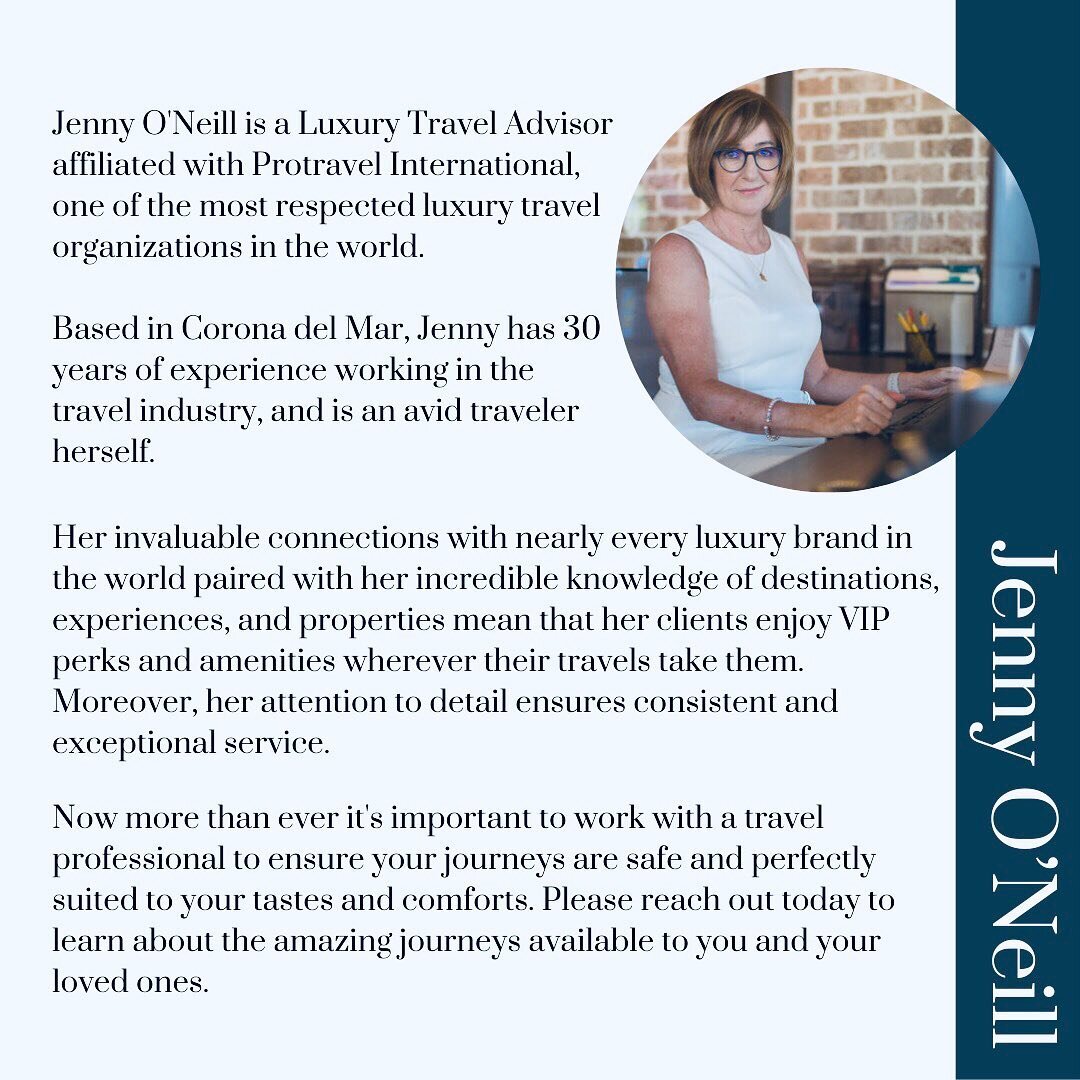 Who is Journeysbyjenny you might ask?

Partner with me and share your wishlist and I can be on the lookout for your ideal getaway.

#peaceofmind
#globalconnections
#reputationforexcellence
#authenticexperiences
#cruisingadvice #adventuretravel
#famil