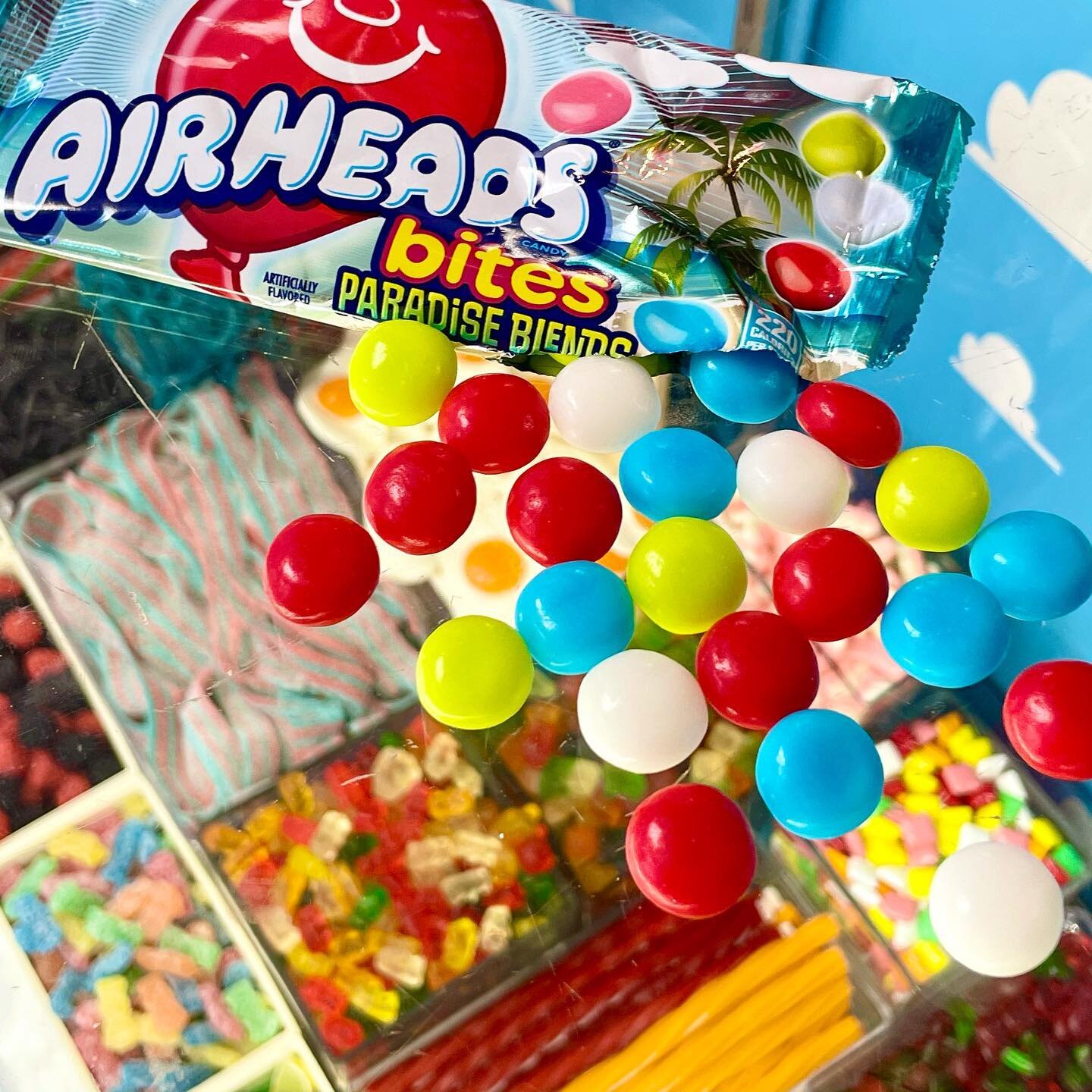 If the The Candy Unicornium wasnt already a Candy Paradise... we now have a Paradise Blend of Airheads!! In Bite Size!!!! 🎈🏝😍 #TheCandyUnicornium #CandyShoppe #Airheads #candy #candycandy #candyman #discoverelizabethtown #loveetown #LIVetown #cand