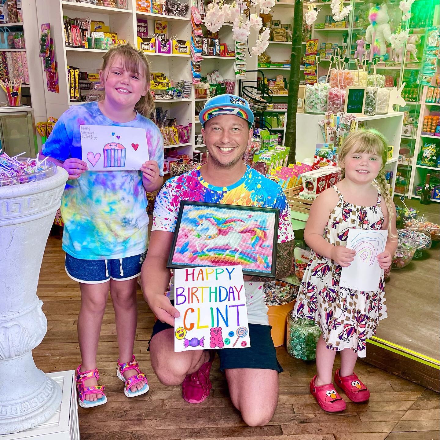 Yesterday Tabitha Ebaugh Yeaglin along with Mazie and Sunnie, surprised me a day early with bday cards and an Epic Diamond Art for The Candy Unicornium!!! Then I got to catch up with them again at Cones With A Cop at Udder Bliss Creamery, LLC!!! What