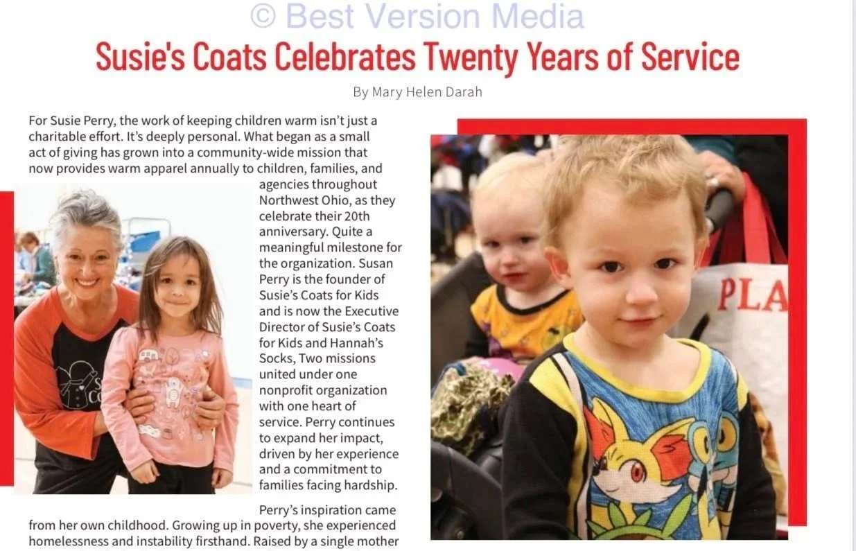 Screenshot of Sylvania Neighbor's article on Susie's Coats for Kids